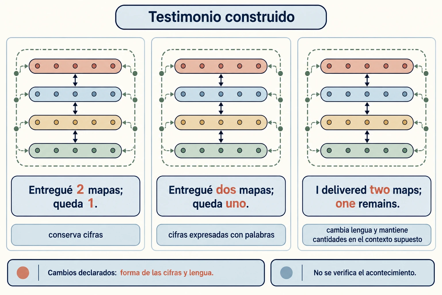 transcripción con cifras, normalización con números escritos y traducción inglesa mantienen dos mapas entregados y uno restante, con intervenciones identificadas